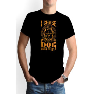 Tricou barbat personalizat, 'I choose dog', bumbac, Oktane, Negru