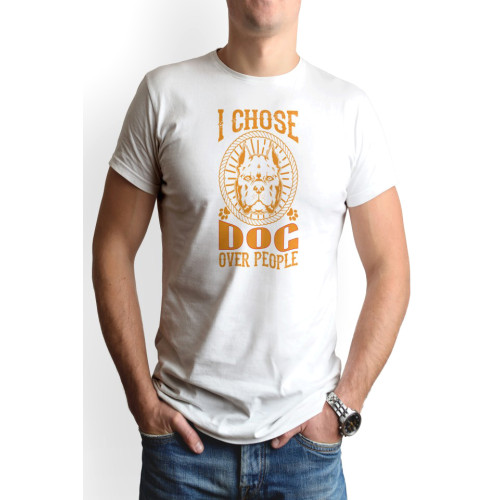 Tricou barbat personalizat, 'I choose dog', bumbac, Oktane, Alb