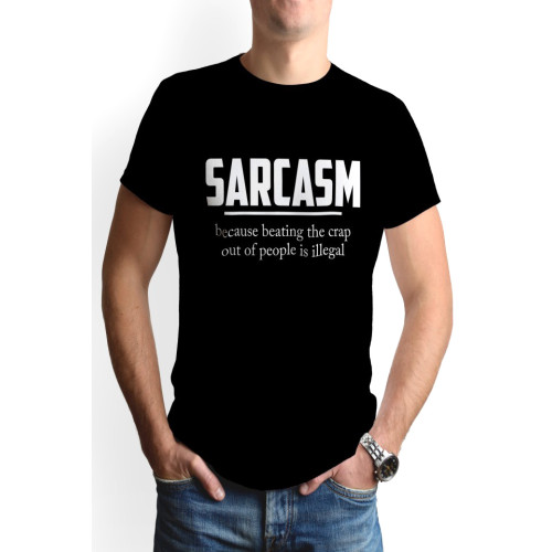 Tricou barbat personalizat, 'Sarcasm', bumbac, Oktane, Negru