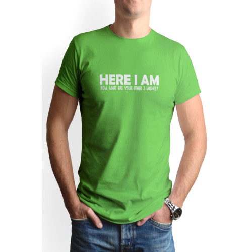Tricou barbat personalizat, 'Here I am', bumbac, Oktane, Verde