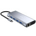 Hub adaptor OKTANE USB Type-C la 1xHDMI, 1xVGA, 1xPower Delivery 3.0, 1xGigabit Ethernet RJ45, 2xUSB3.0, 2xUSB2.0, 1xSD card reader, 1xAudio Jack 3.5mm
