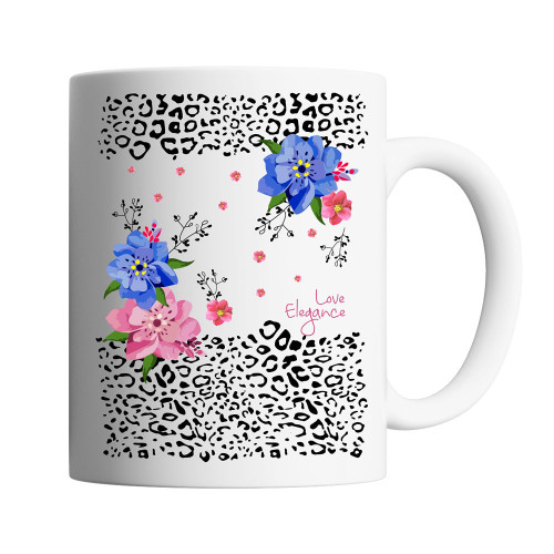 Cana cafea/ceai, Oktane, 330 ml, 'Flowers', ceramica, alba