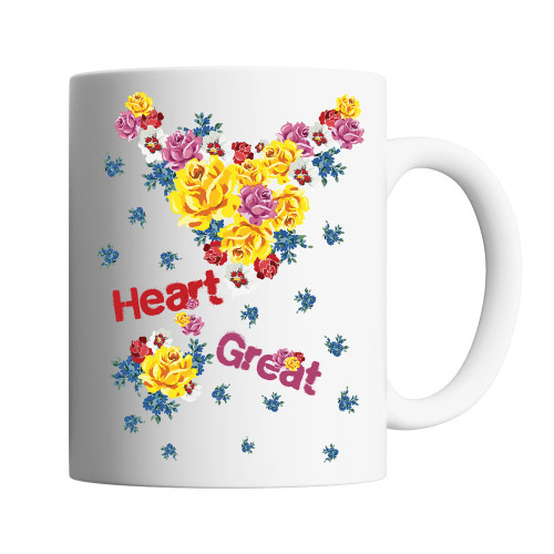Cana cafea/ceai, Oktane, 330 ml, 'Great heart', ceramica, alba
