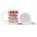 Cana cafea/ceai, Oktane, 330 ml, 'I run on coffee and Christmas cheer', ceramica, alba