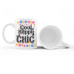Cana cafea/ceai, Oktane, 330 ml, 'Cool, happy, chic', ceramica, alba