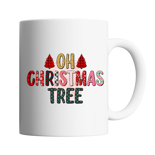Cana cafea/ceai, Oktane, 330 ml, 'Oh, Christmas tree', ceramica, alba