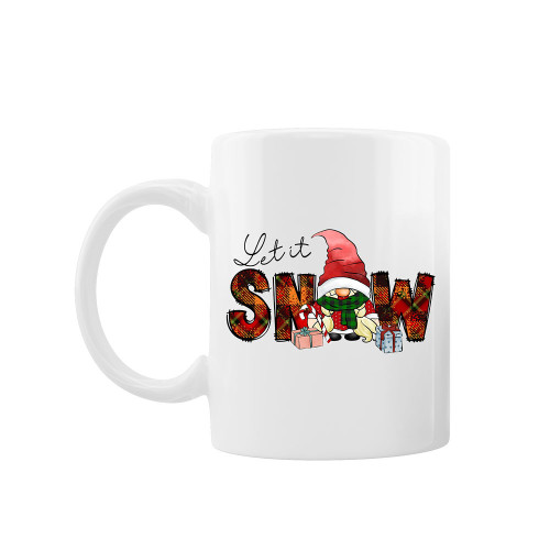 Cana personalizata "Let it snow with gifts", Oktane, ceramica alba, 330 ml