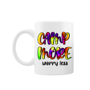 Cana personalizata "Camp more, worry less", Oktane, ceramica alba, 330 ml