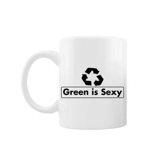 Cana personalizata "Green is sexy", Oktane, ceramica alba, 330 ml
