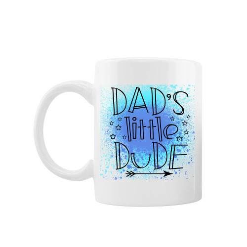 Cana personalizata "Dad's little dude", Oktane, ceramica alba, 330 ml