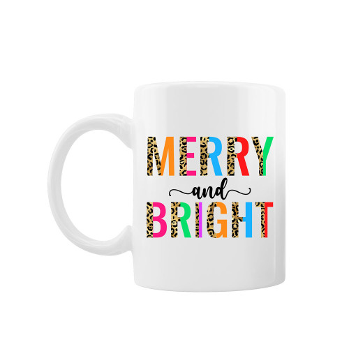 Cana personalizata "Merry, bright", Oktane, ceramica alba, 330 ml