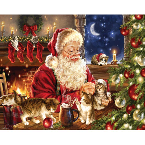 Puzzle personalizat, Oktane, Santa Claus Christmas kittens, suprafata din carton, A4, 120 piese