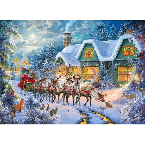 Puzzle personalizat, Oktane, Santa Claus reindeer family, suprafata din carton, A4, 120 piese