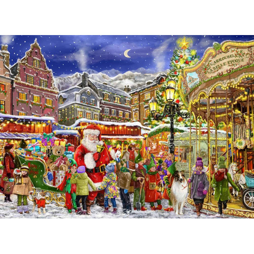 Puzzle Craciun, Oktane, Christmas Carousel, suprafata din carton, A4, 120 piese