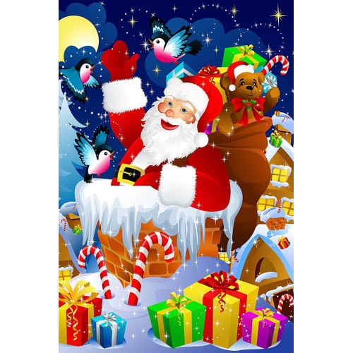 Puzzle Craciun, Oktane, Santa Claus in chimney, suprafata din carton, A4, 120 piese