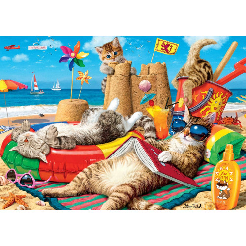 Puzzle personalizat, Oktane, Pisici la plaja, suprafata din carton, A4, 120 piese