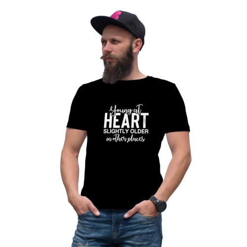 Tricou barbat personalizat, Young at heart slightly older in other places, Oktane, Negru