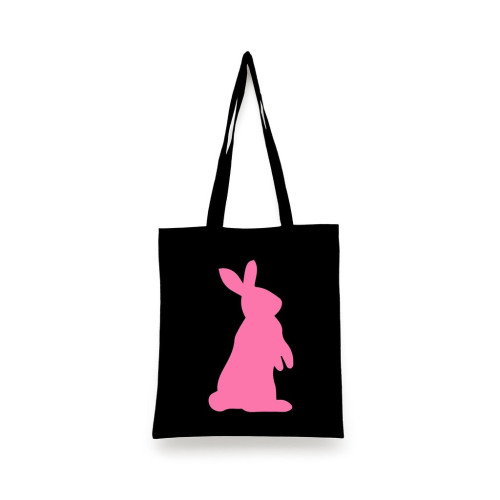 Sacosa pentru cumparaturi cu manere lungi, Pink Rabbit, Oktane, Negru, 37x28 cm